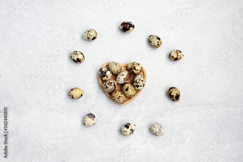 Wallpaper Mural quail eggs in wooden bowl in the shape of a heart Torontodigital.ca