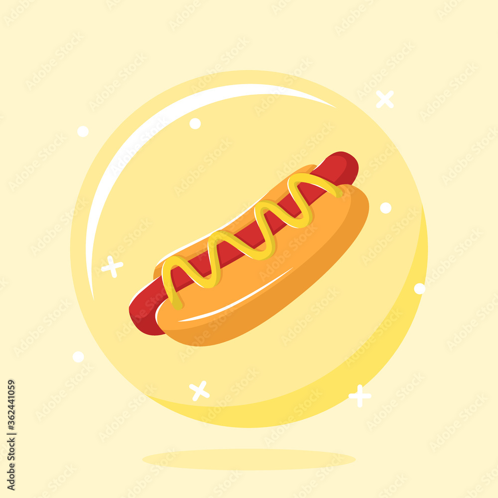 Hotdog Cartoon Illustration in The Bubble Vector Hotdog Cartoon Illustration in The Bubble Vector