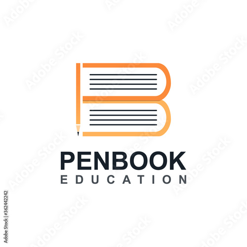 Pen and book logo icon design template. Symbol of education concept for reading. Vector illustration use for online publishing bookstore, app, sign online learning, page information, guide student