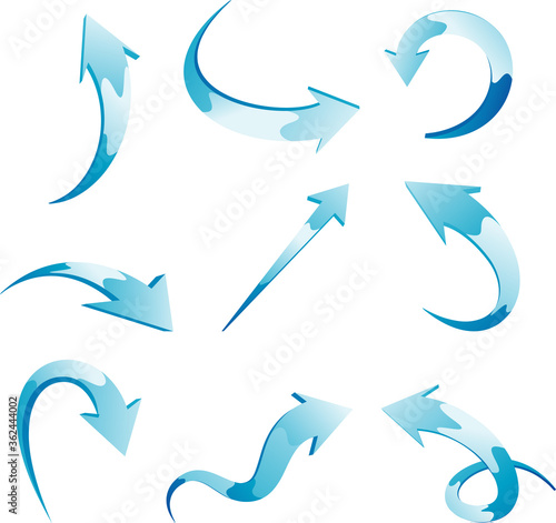 Set of vector blue arrows.