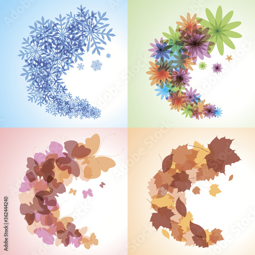 Vector backgrounds for four seasons of the year