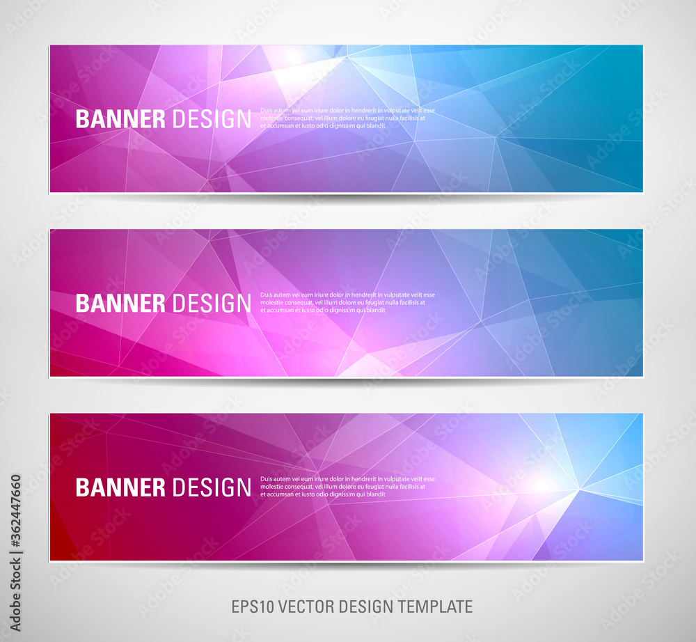 set of vector banners with polygonal background