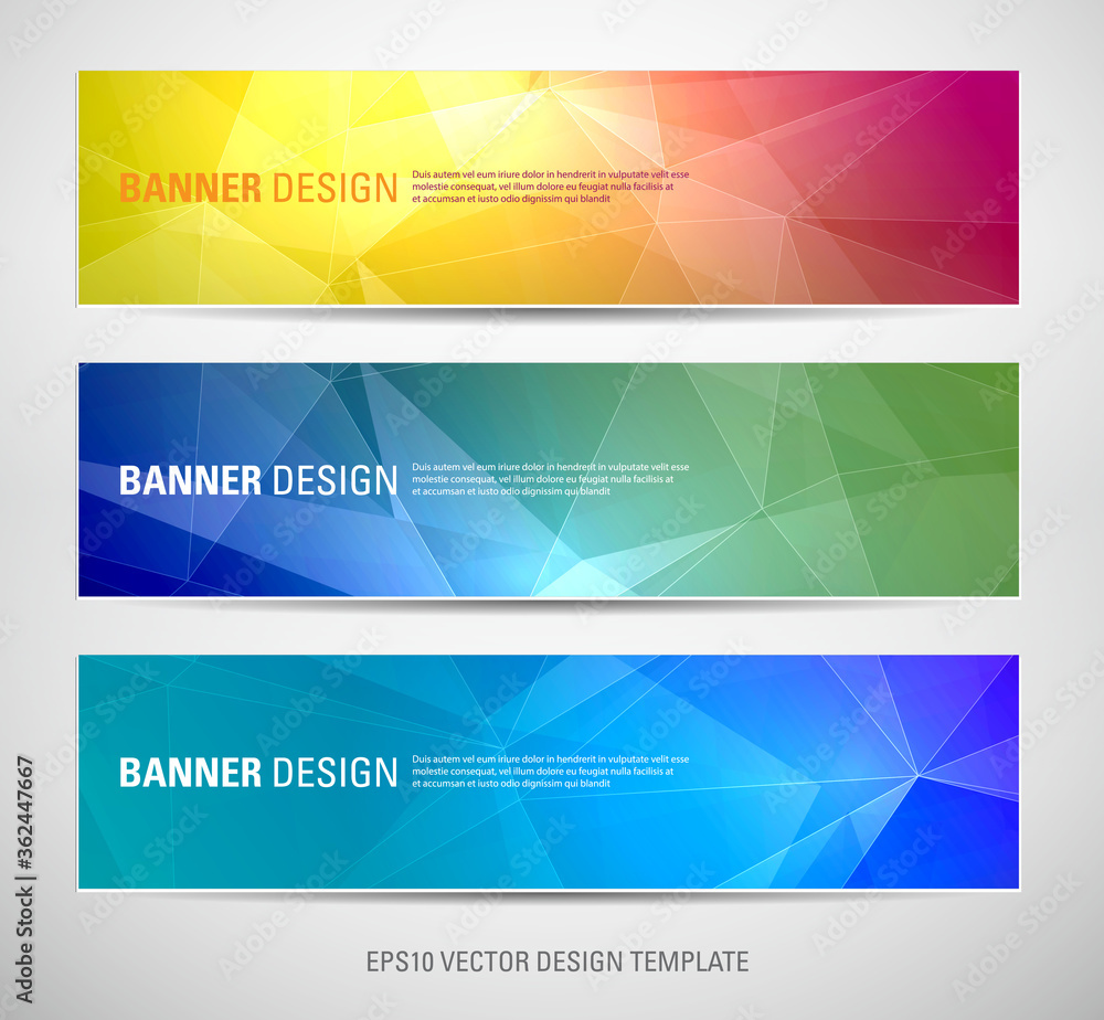 Fototapeta premium set of abstract banners with polygonal background