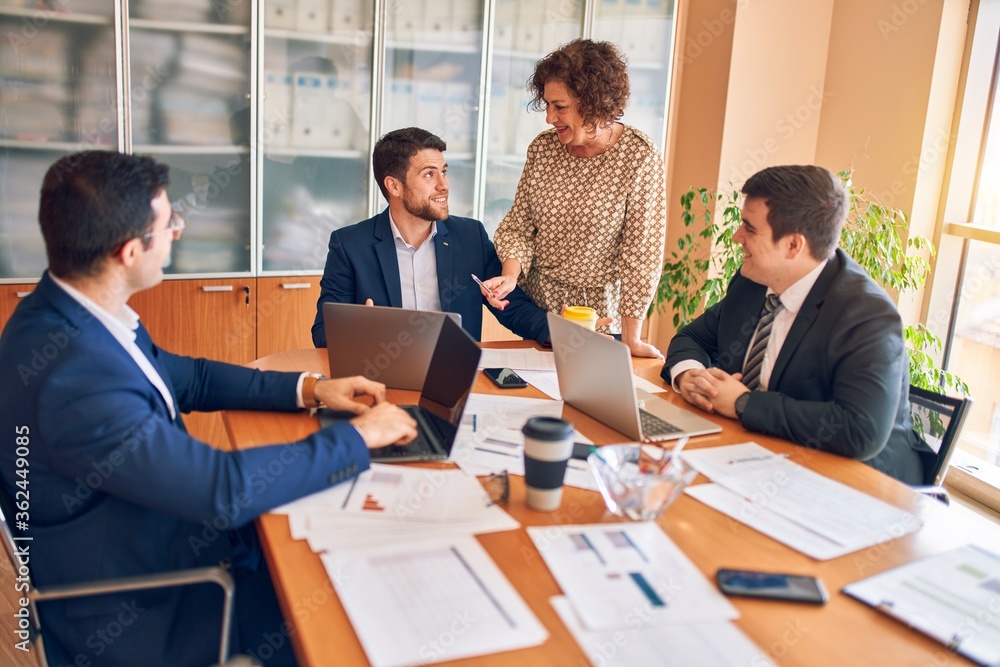 Business lawyers workers meeting at law firm office. Professional executive partners working on finance strategry at the workplace