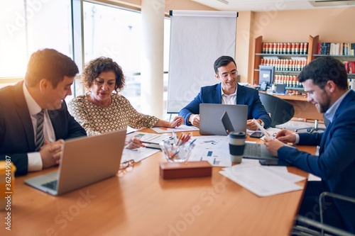Business lawyers workers meeting at law firm office. Professional executive partners working on finance strategry at the workplace