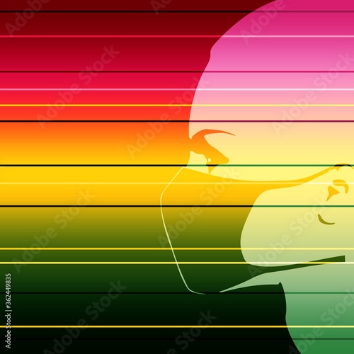 Abstract icon of woman wearing a medical mask