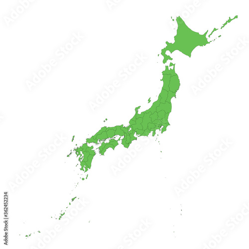 日本列島の地図（47都道府県別に色分けと分離が可能）
