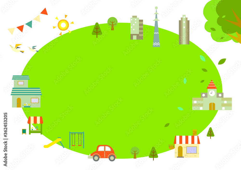 Obraz premium 緑の街フレーム