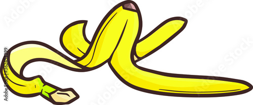 Cute and funny banana peel on the floor