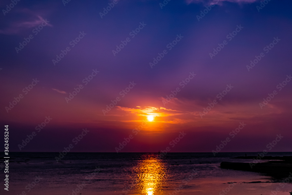 Sunset with purple orange sky