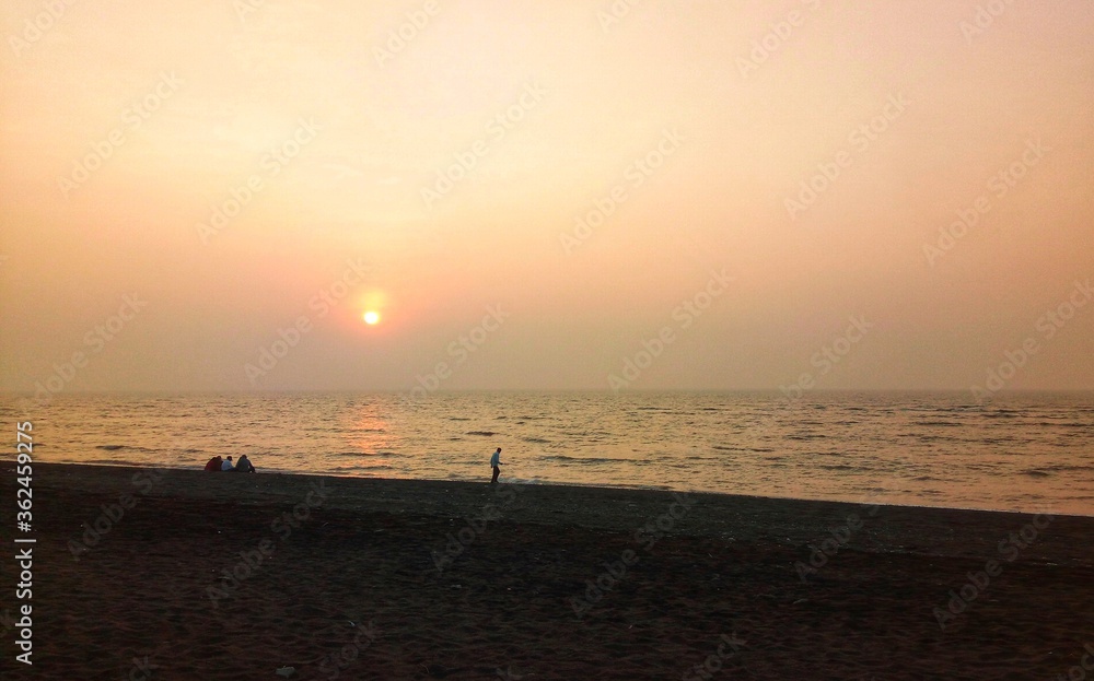 Wallpaper | Sunset on the beach, Sunset, beach view, orange sky, Nature, beautiful