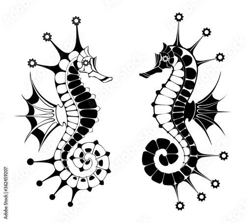 Contour Steampunk Seahorse