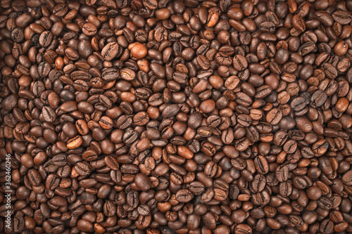 Close up Roasted coffee beans background.