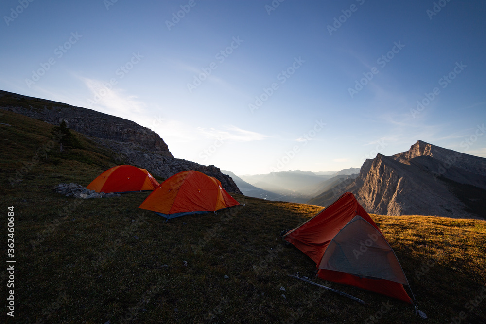 Tents in the morning high altitude