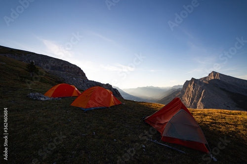 Tents in the morning high altitude