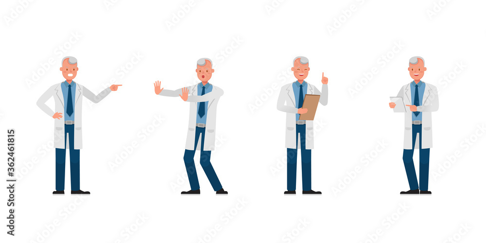 Man Scientist character vector design. Presentation in various action. Man Scientist character vector design. Presentation in various action.