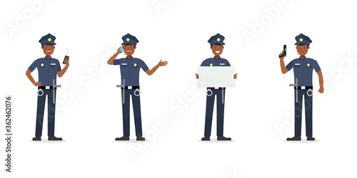 Policeman working character vector design.