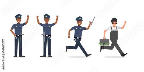 Policeman working character vector design.