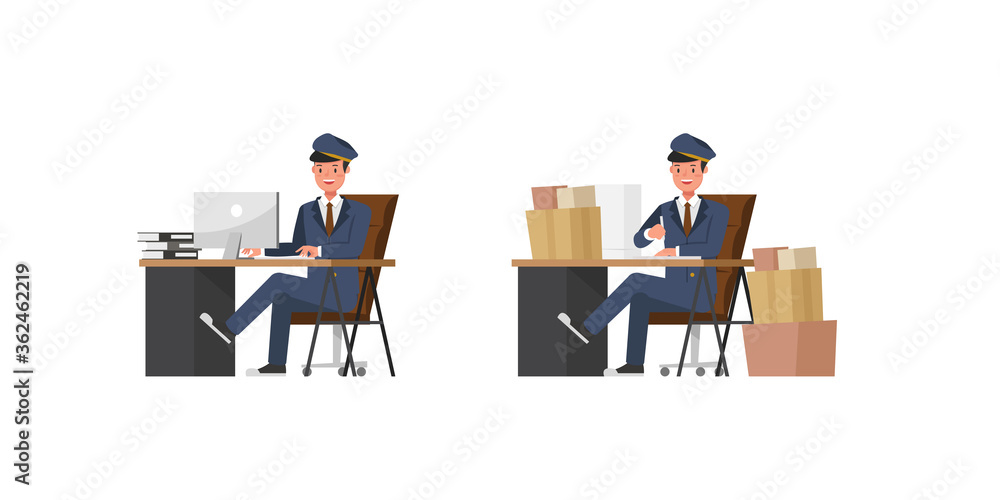 Fototapeta premium Postman character vector design. Presentation in various action.