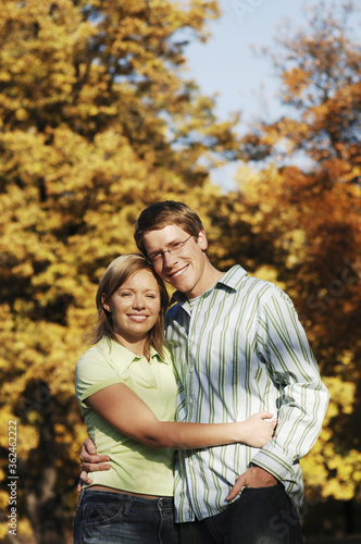 Couple posing in the park