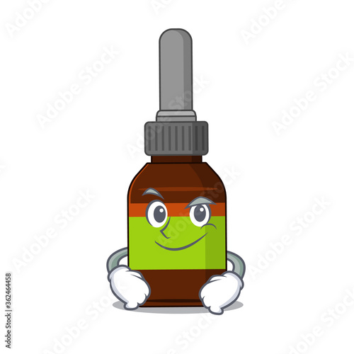 A cute caricature picture of liquid bottle having confident gesture