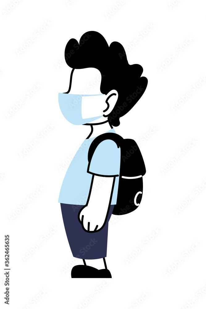 boy with mask going back to school boy with mask going back to school