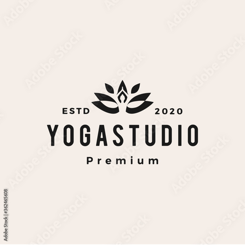 yoga hipster vintage logo vector icon illustration