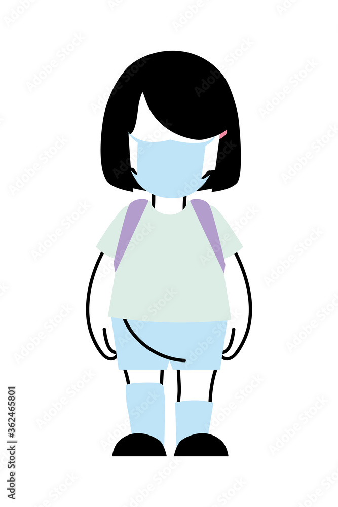 Fototapeta premium girl with mask going back to school