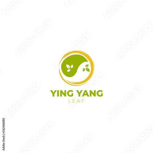 Ying Yang Leaf Logo Design Vector