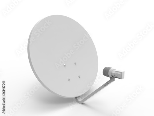 Blank satellite dish antenna isolated on white background, 3d render illustration.