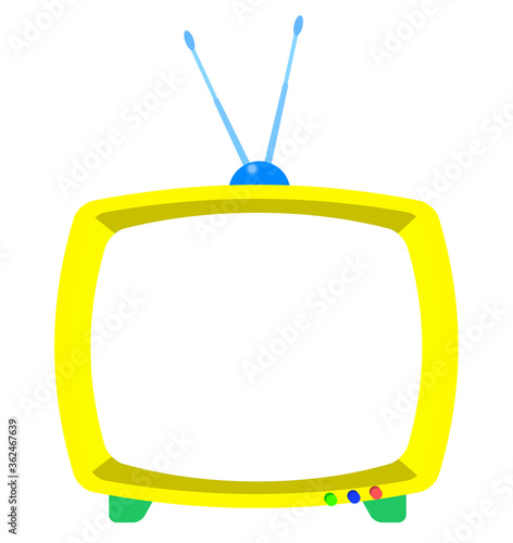 レトロでどこか未来的な可愛いテレビのイラスト 黄色 フレーム（画面が透明もしくは白のバージョン）