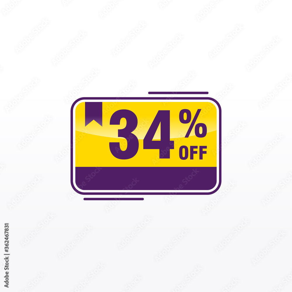 34 discount, Sales Vector badges for Labels, , Stickers, Banners, Tags, Web Stickers, New offer. Discount origami sign banner