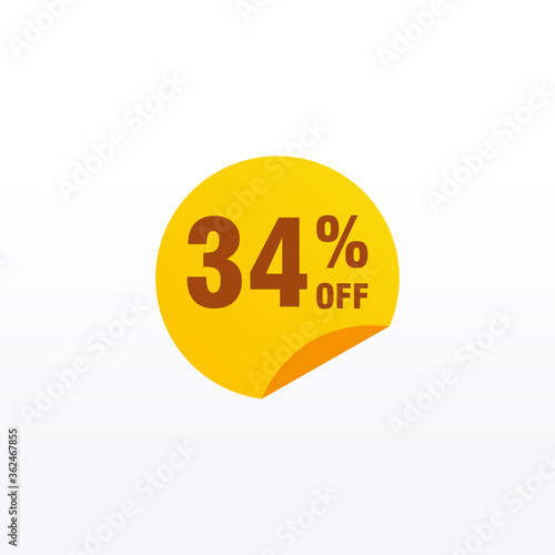 34 discount, Sales Vector badges for Labels, , Stickers, Banners, Tags, Web Stickers, New offer. Discount origami sign banner