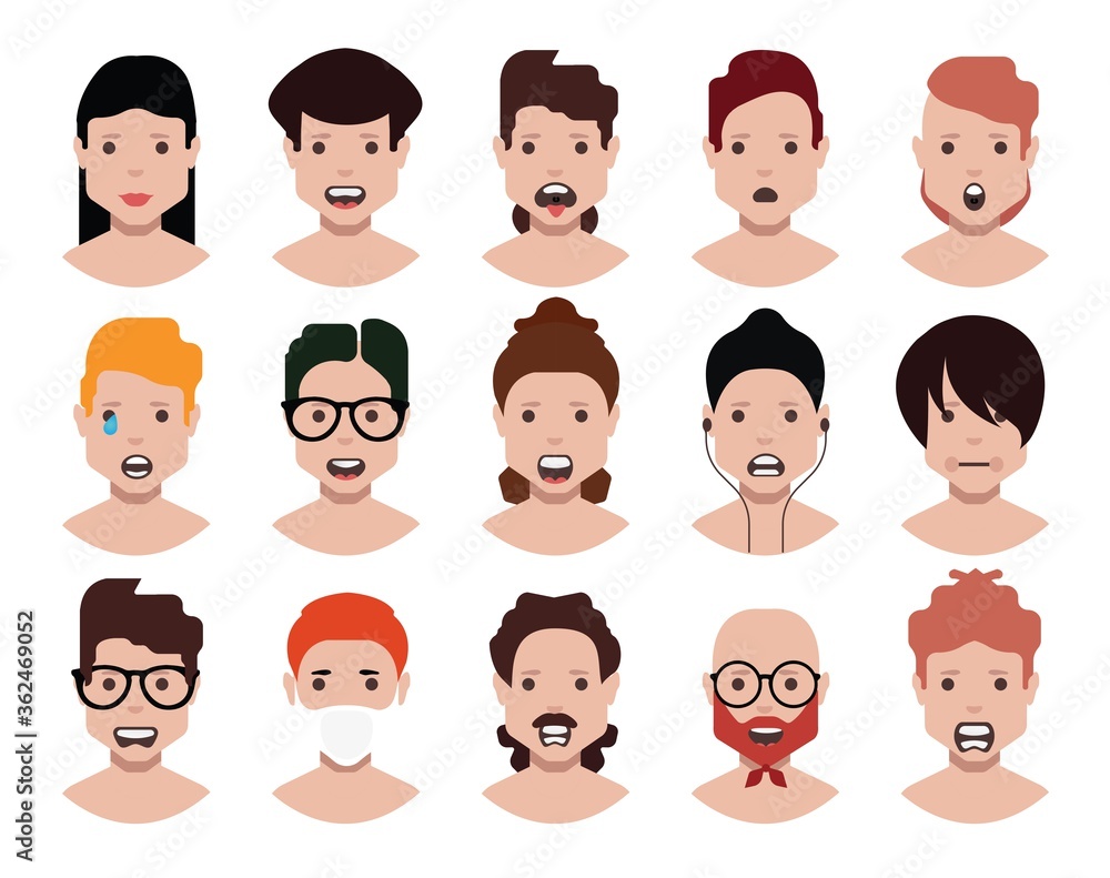 User avatars, avatars with empty faces and heads for social network ( Male and female faces ) User avatars, avatars with empty faces and heads for social network ( Male and female faces )