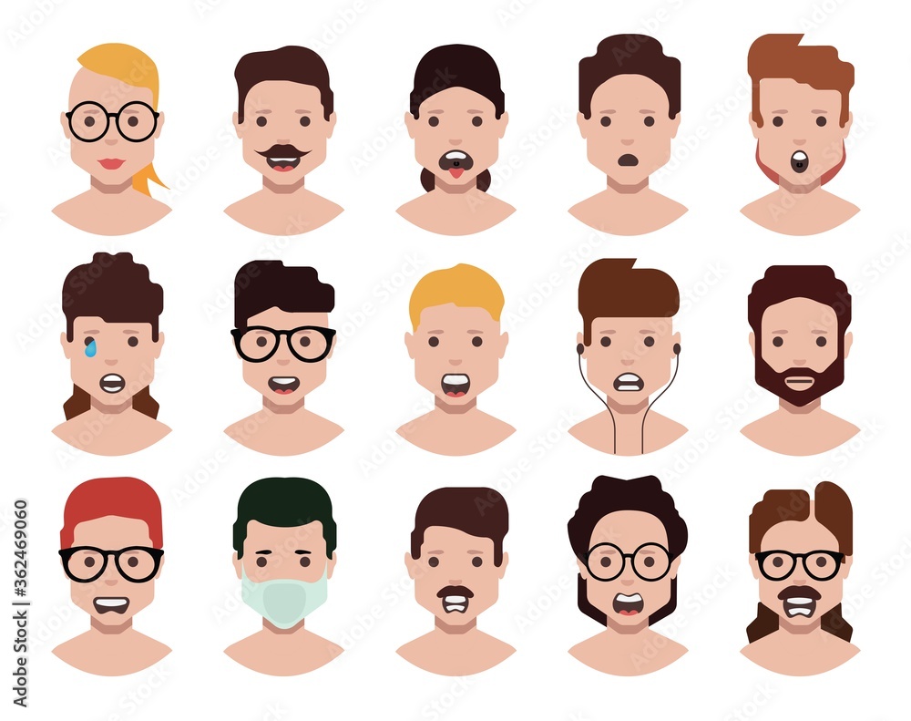 User avatars, avatars with empty faces and heads for social network ( Male and female faces ) User avatars, avatars with empty faces and heads for social network ( Male and female faces )