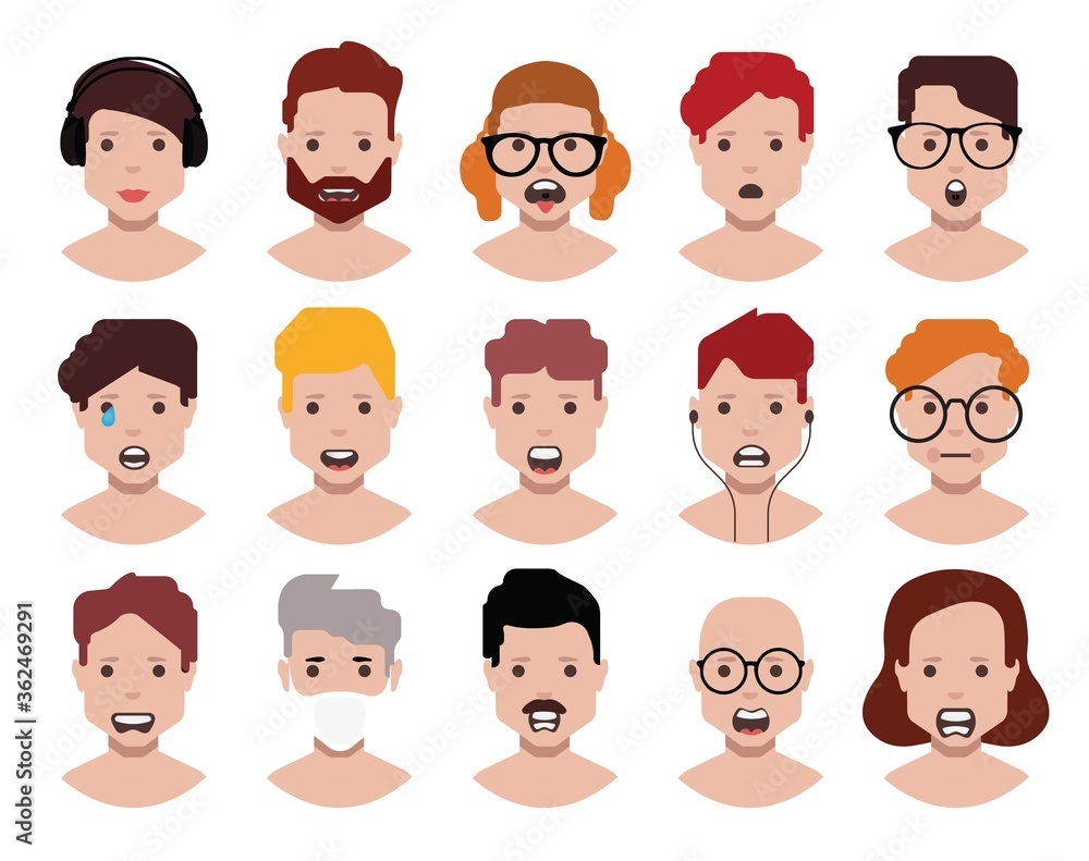 User avatars, avatars with empty faces and heads for social network ( Male and female faces ) User avatars, avatars with empty faces and heads for social network ( Male and female faces )
