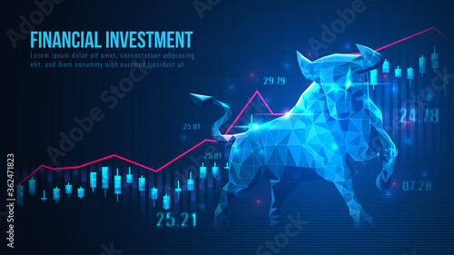 Concept art of Bullish in futuristic idea suitable for Stock Marketing or Financial Investment