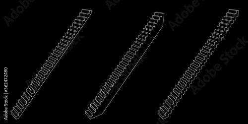 Stairway set. 3d Vector out...