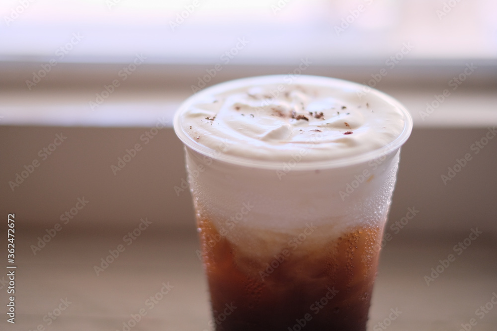 ice black coffee with the cream. ice black coffee with the cream.