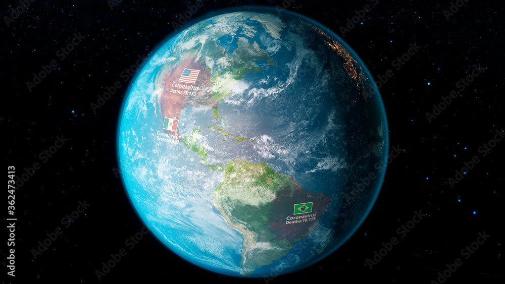 Obraz premium Novel Coronavirus nCoV spreading all over American and African