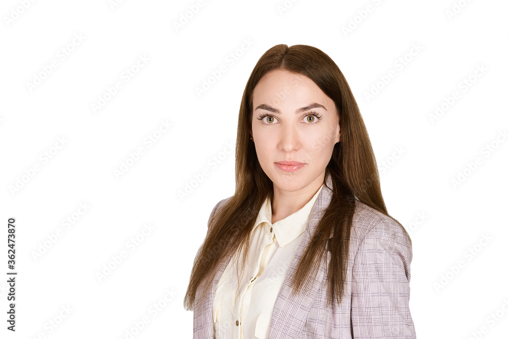Woman write with pencil and notepad. Student think about university. Businessperson isolated on white background Woman write with pencil and notepad. Student think about university. Businessperson isolated on white background