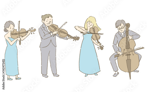 弦楽四重奏を演奏する人たち