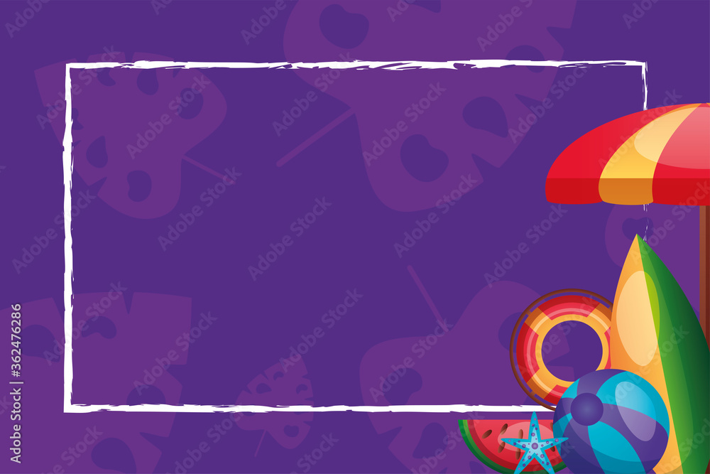 umbrella surfboard float and ball with frame vector design umbrella surfboard float and ball with frame vector design
