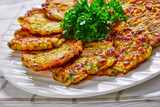 Sweet onion fritters with parsley and rice
