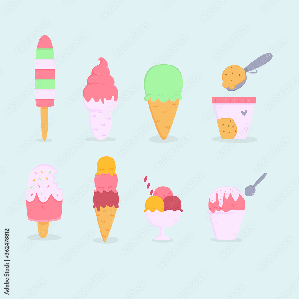 ice cream hand drawn set
