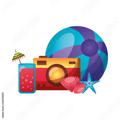 camera ball and juice vector design