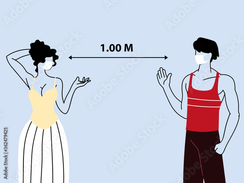 social distancing between two person, keep a distance to protect from coronavirus outbreak spreading
