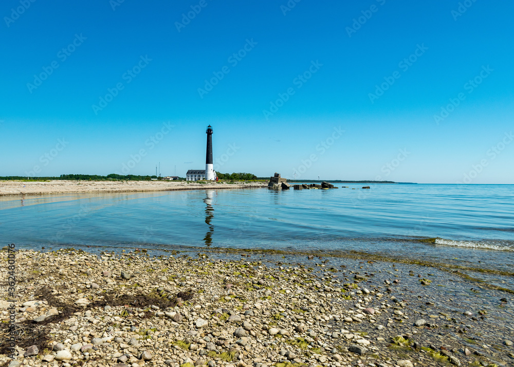 Fototapeta premium Sightseeing of Saaremaa island in sunny clear day . Sorve lighthouse, Saaremaa island, Estonia