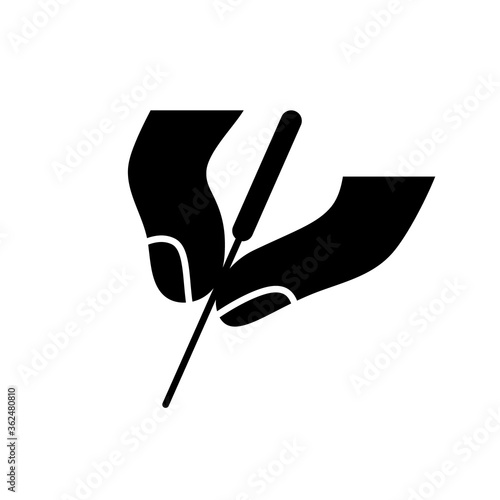 Cutout silhouette Acupuncture logo. Outline icon of two fingers hold needle. Black simple illustration of alternative medicine and reflexology. Flat isolated vector image on white background