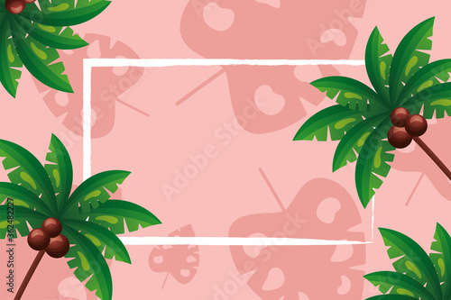 Palm trees frame vector design
